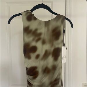 Zara Abstract Brown and Olive Dress